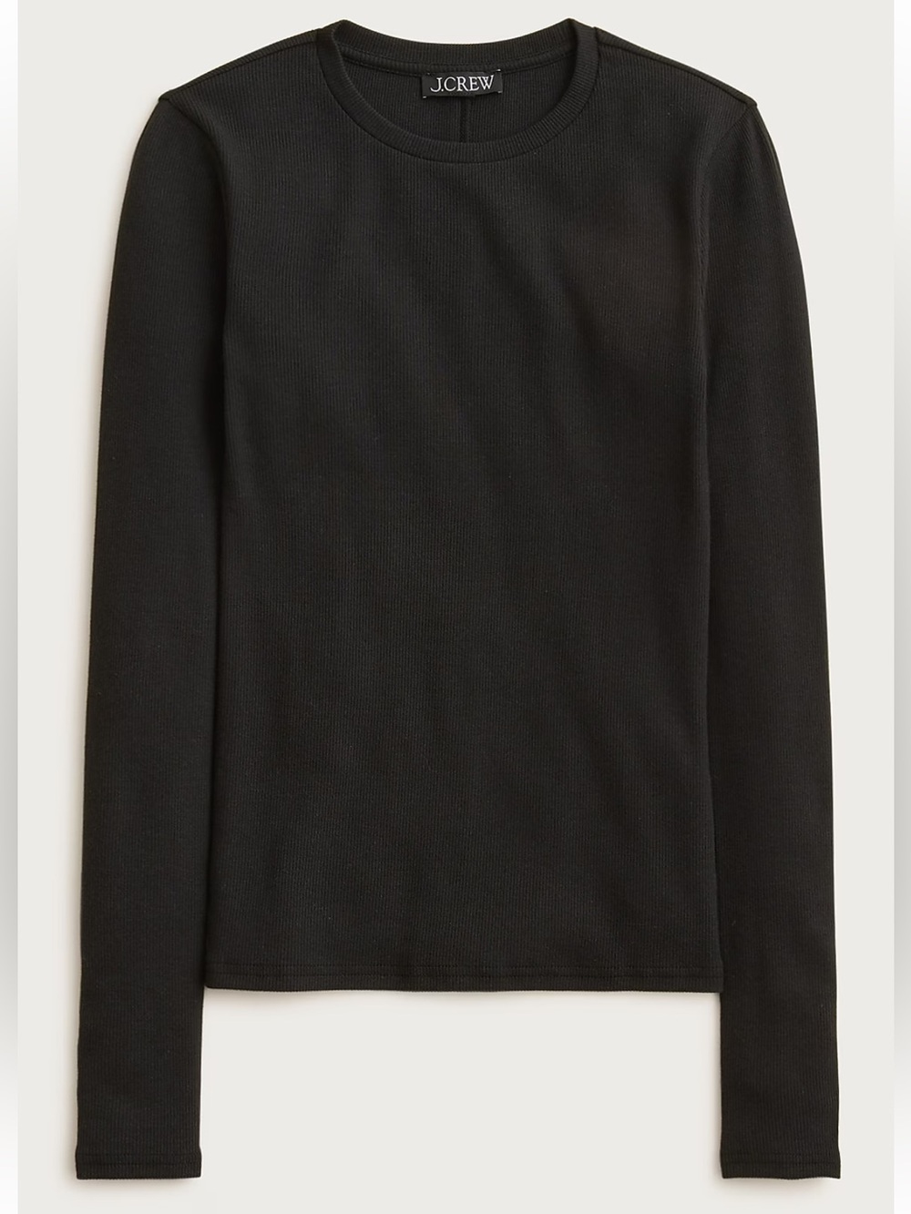 J. Crew Factory Black Long-Sleeve Girlfriend Crewneck Tee Shirt CL132 Xsmall BN